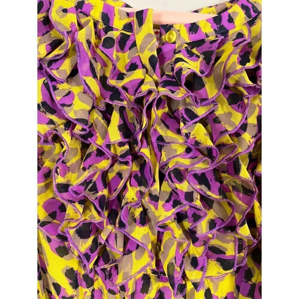 Retro Animal Print Tank Dress M Green Midi Tropical Safari Floral Colorful Indie - Picture 7 of 12